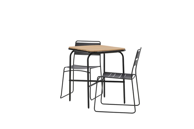 Holmbeck Cafésett 70 cm + 2 Lina Spisestoler - Svart/Brun - Hagemøbler - Balkong - Balkongmøbler - Balkonggrupper