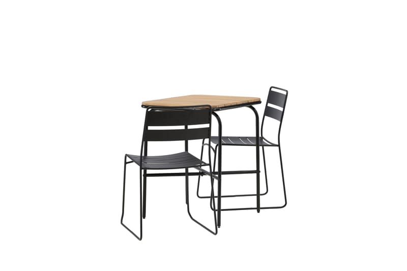 Holmbeck Cafésett 70 cm + 2 Lina Spisestoler - Svart/Brun - Hagemøbler - Balkong - Balkongmøbler - Balkonggrupper