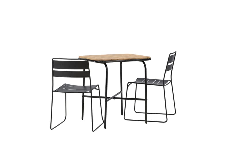 Holmbeck Cafésett 70 cm + 2 Lina Spisestoler Svart/Brun - Balkonggrupper - Cafesett