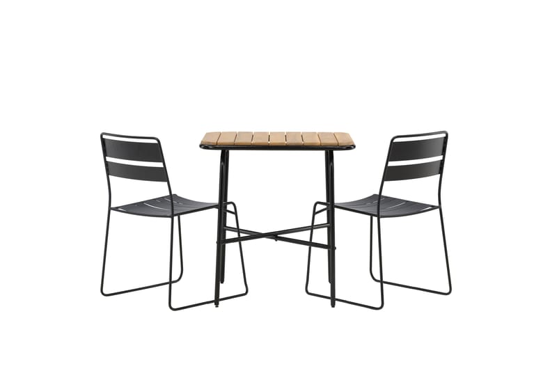 Holmbeck Cafésett 70 cm + 2 Lina Spisestoler - Svart/Brun - Hagemøbler - Balkong - Balkongmøbler - Balkonggrupper