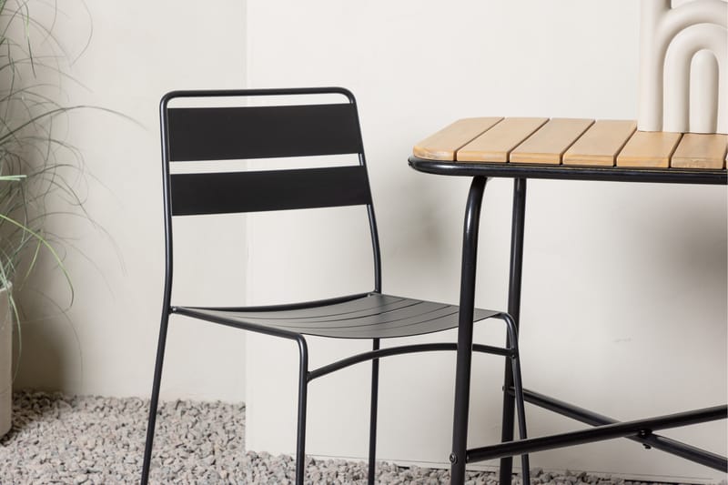 Holmbeck Cafésett 70 cm + 2 Lina Spisestoler - Svart/Brun - Hagemøbler - Balkong - Balkongmøbler - Balkonggrupper