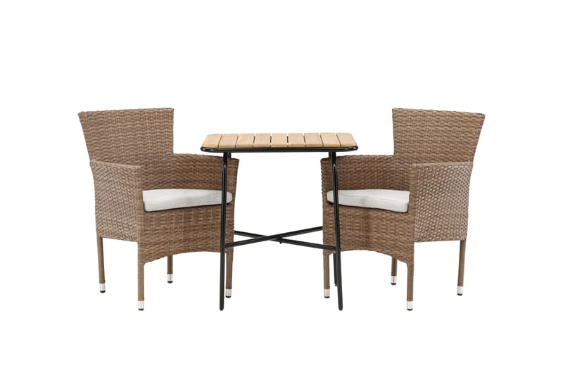 Holmbeck Cafésett 70 cm + 2 Malina Karmstoler - Brun - Hagemøbler - Balkong - Balkongmøbler - Balkonggrupper