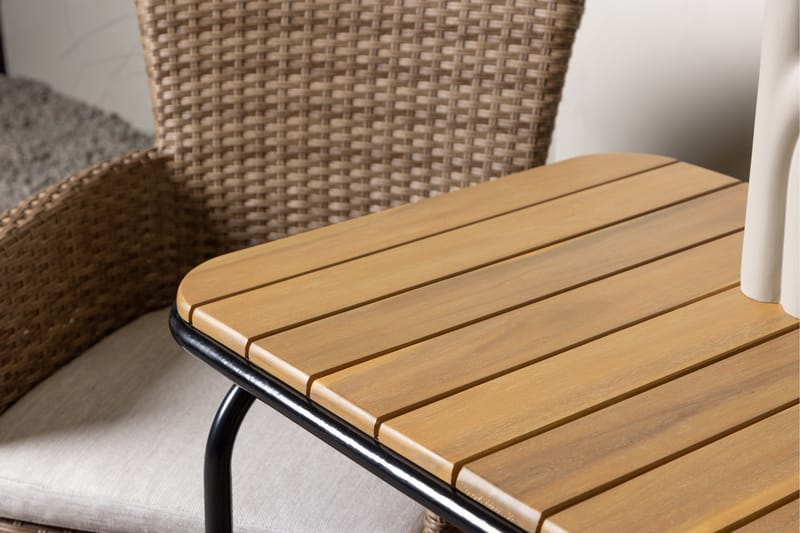 Holmbeck Cafésett 70 cm + 2 Malina Karmstoler - Brun - Hagemøbler - Balkong - Balkongmøbler - Balkonggrupper