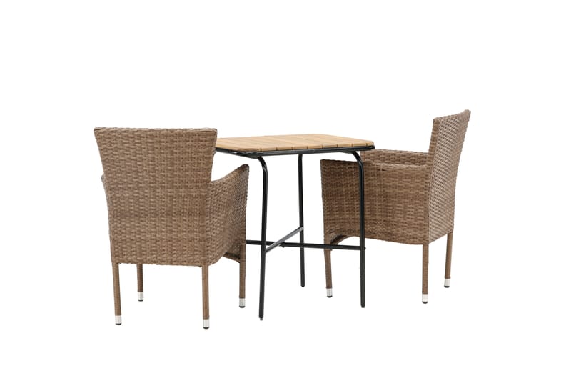 Holmbeck Cafésett 70 cm + 2 Malina Karmstoler Brun - Balkonggrupper - Cafesett