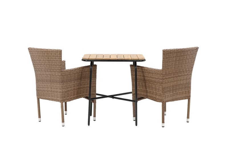 Holmbeck Cafésett 70 cm + 2 Malina Karmstoler - Brun - Hagemøbler - Balkong - Balkongmøbler - Balkonggrupper