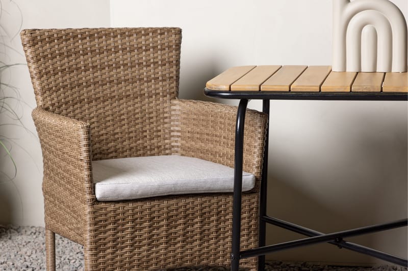 Holmbeck Cafésett 70 cm + 2 Malina Karmstoler - Brun - Hagemøbler - Balkong - Balkongmøbler - Balkonggrupper