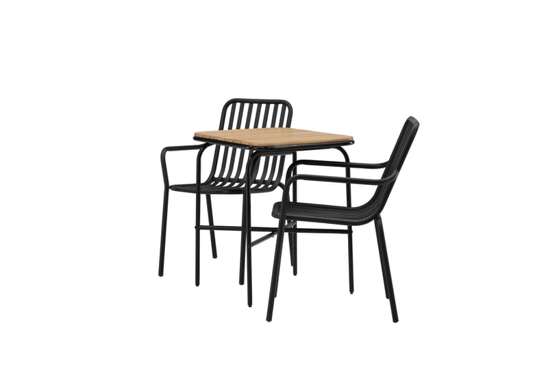 Holmbeck Cafésett 70 cm + 2 Peking Karmstoler - Svart/Brun - Hagemøbler - Balkong - Balkongmøbler - Balkonggrupper