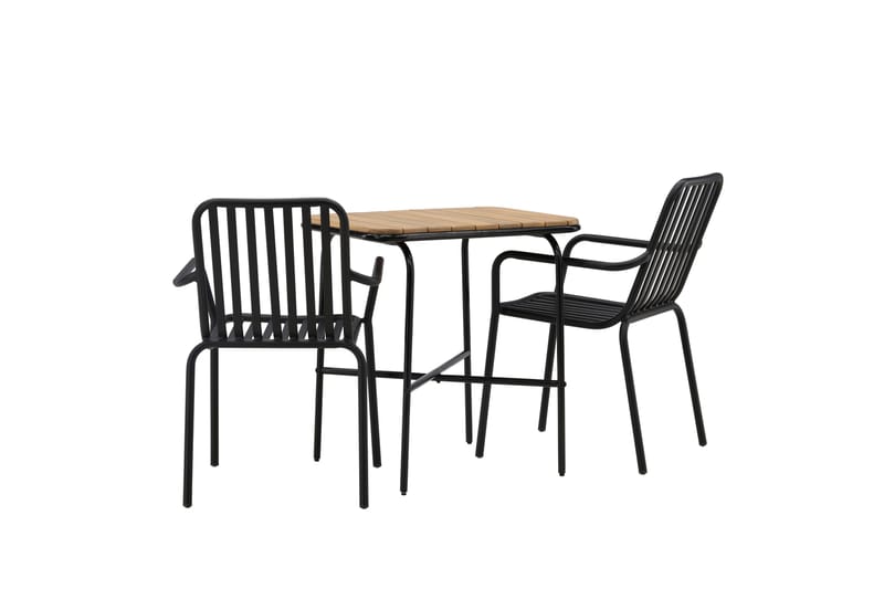 Holmbeck Cafésett 70 cm + 2 Peking Karmstoler - Svart/Brun - Hagemøbler - Balkong - Balkongmøbler - Balkonggrupper