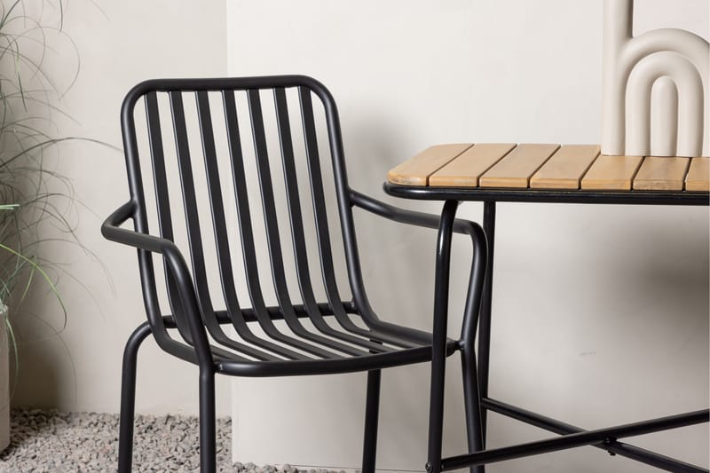 Holmbeck Cafésett 70 cm + 2 Peking Karmstoler - Svart/Brun - Hagemøbler - Balkong - Balkongmøbler - Balkonggrupper