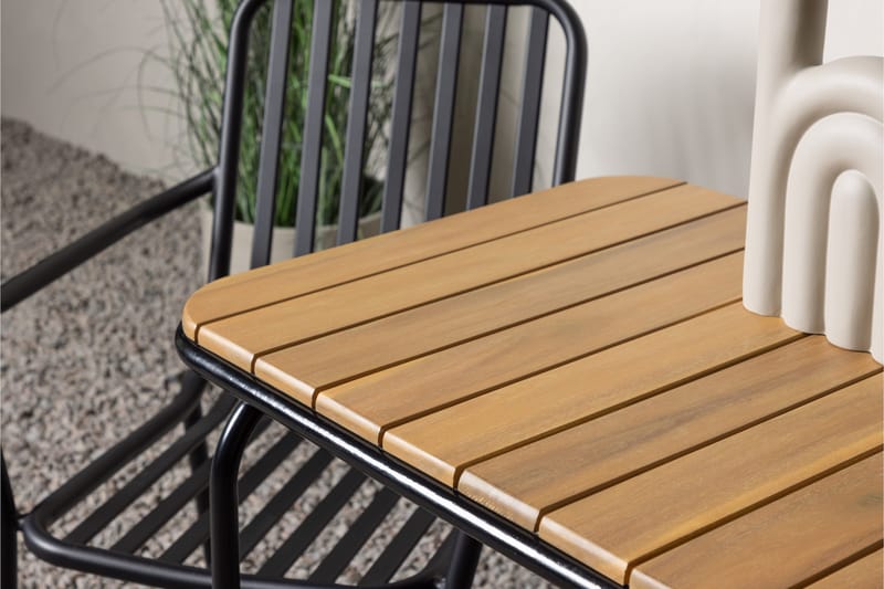 Holmbeck Cafésett 70 cm + 2 Peking Karmstoler - Svart/Brun - Hagemøbler - Balkong - Balkongmøbler - Balkonggrupper