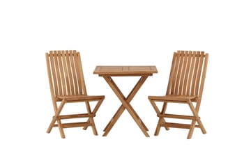 Kenya Cafégruppe 70x70 cm + 2 Ghana Sammenleggbar Stol - Brun - Hagemøbler - Balkong - Balkongmøbler - Balkonggrupper