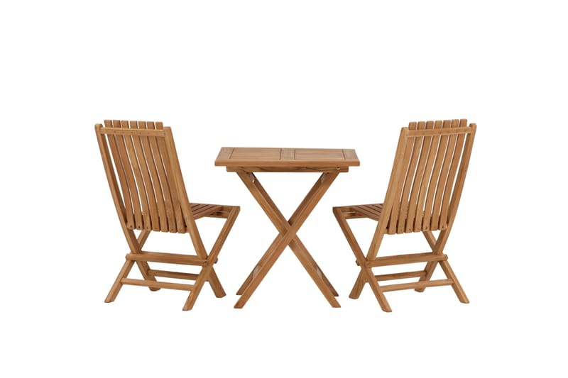 Kenya Cafégruppe 70x70 cm + 2 Ghana Sammenleggbar Stol - Brun - Hagemøbler - Balkong - Balkongmøbler - Balkonggrupper