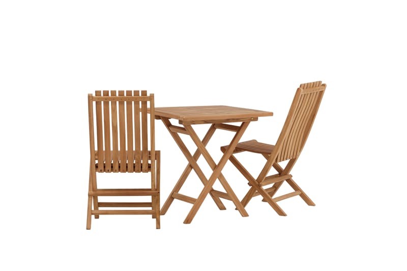 Kenya Cafégruppe 70x70 cm + 2 Ghana Sammenleggbar Stol - Brun - Hagemøbler - Balkong - Balkongmøbler - Balkonggrupper