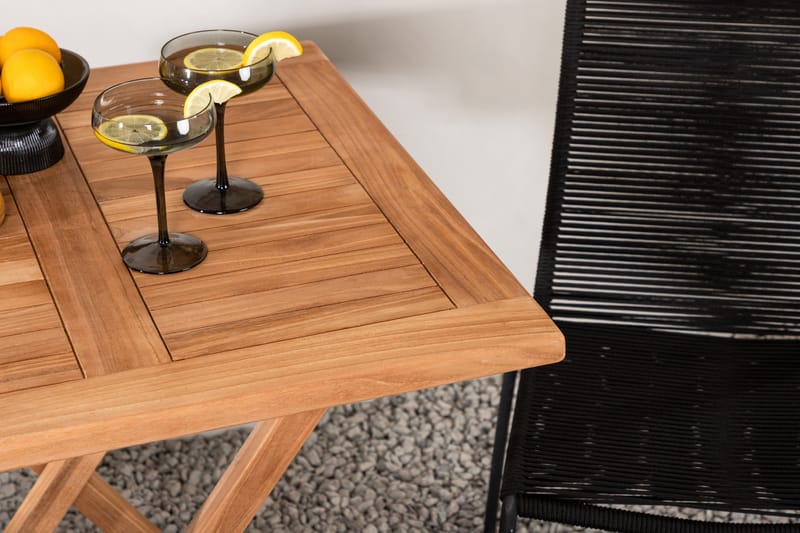 Kenya Cafégruppe 70x70 cm + 2 Lindos Stablebar Stol - Svart/Brun - Hagemøbler - Balkong - Balkongmøbler - Balkonggrupper