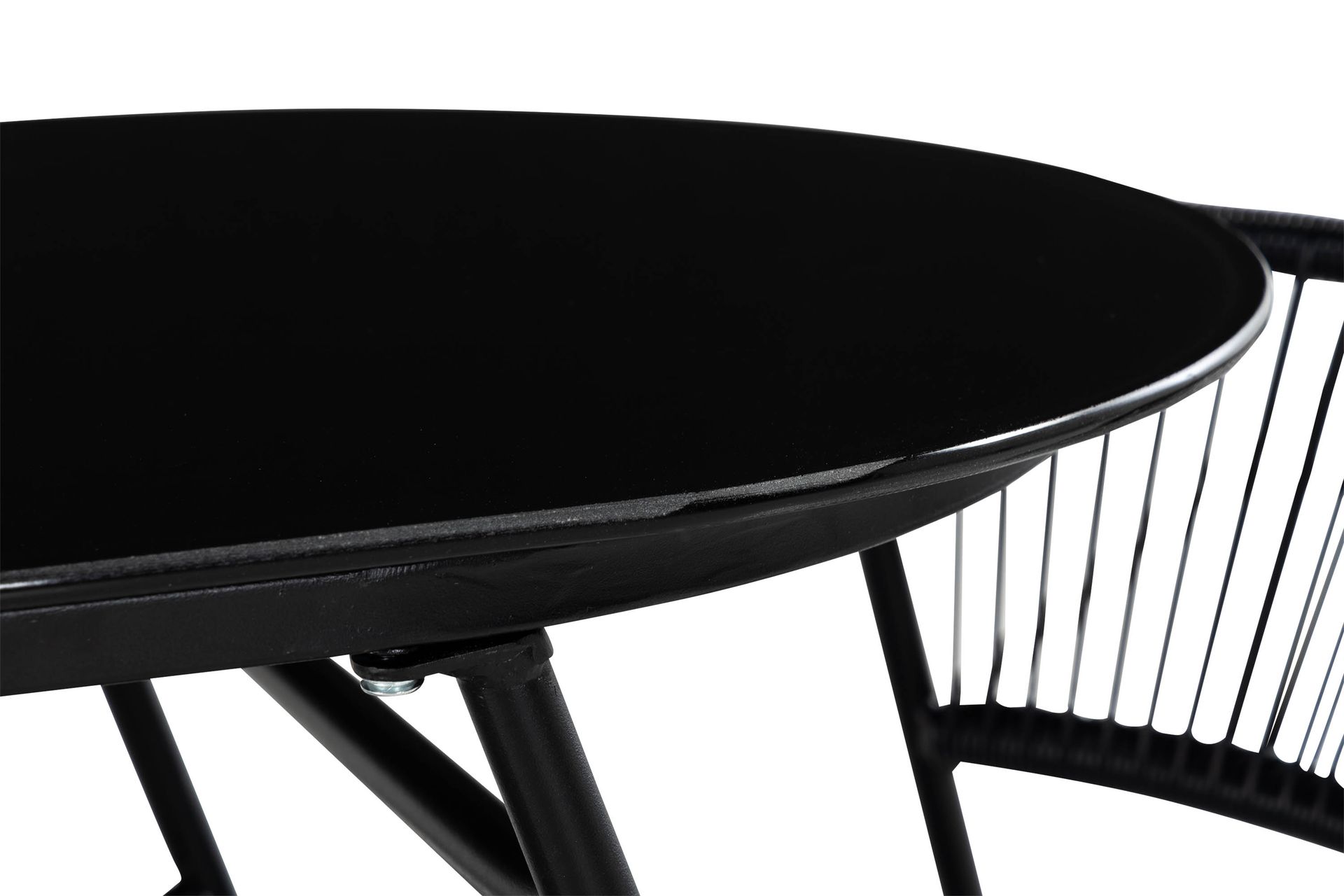 Lamborg Cafésett 120 cm Oval + 2 stoler - Glass/Svart - Hagemøbler - Hagegruppe - Cafesett