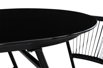 Lamborg Cafésett 120 cm Oval + 2 stoler - Glass/Svart - Hagemøbler - Hagegruppe - Cafesett