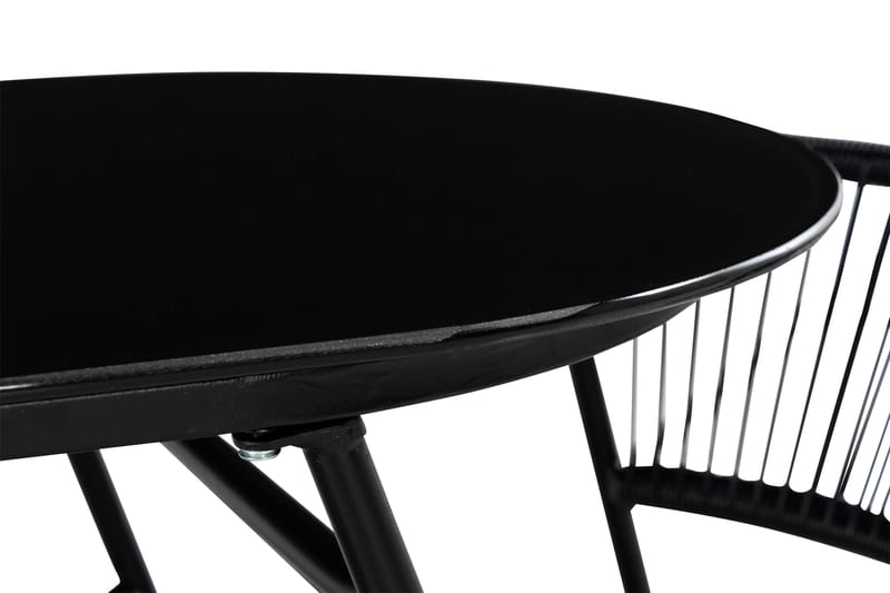 Lamborg Cafésett 120 cm Oval + 2 stoler - Glass/Svart - Hagemøbler - Hagegruppe - Cafesett