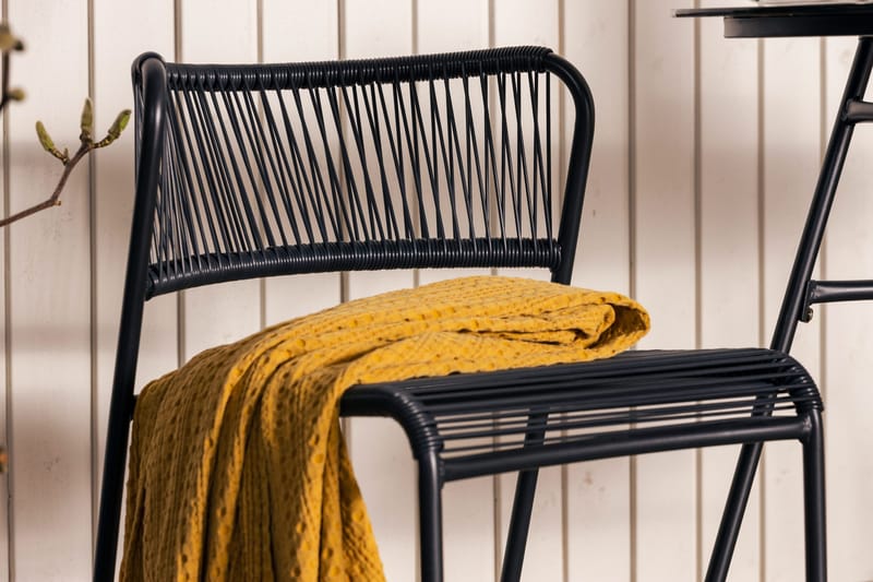 Lamborg Cafésett 120 cm Oval + 2 stoler - Glass/Svart - Hagemøbler - Hagegruppe - Cafesett