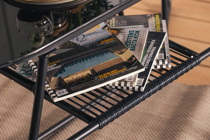 Lamborg Cafésett 120 cm Oval + 2 stoler - Glass/Svart - Hagemøbler - Hagegruppe - Cafesett