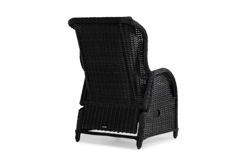 Marcus Cafésett med 2 Reclinerlenestoler m Pute - Svart - Hagemøbler - Hagegruppe - Cafesett