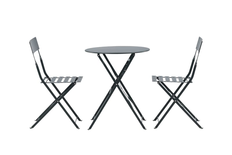 Marseille Cafésett Rundt Ø60 cm + 2 Matstoler Mørkgrå, Mørkegrå