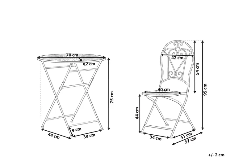 Piossasco Cafésett - Grønn - Hagemøbler - Hagegruppe - Cafesett