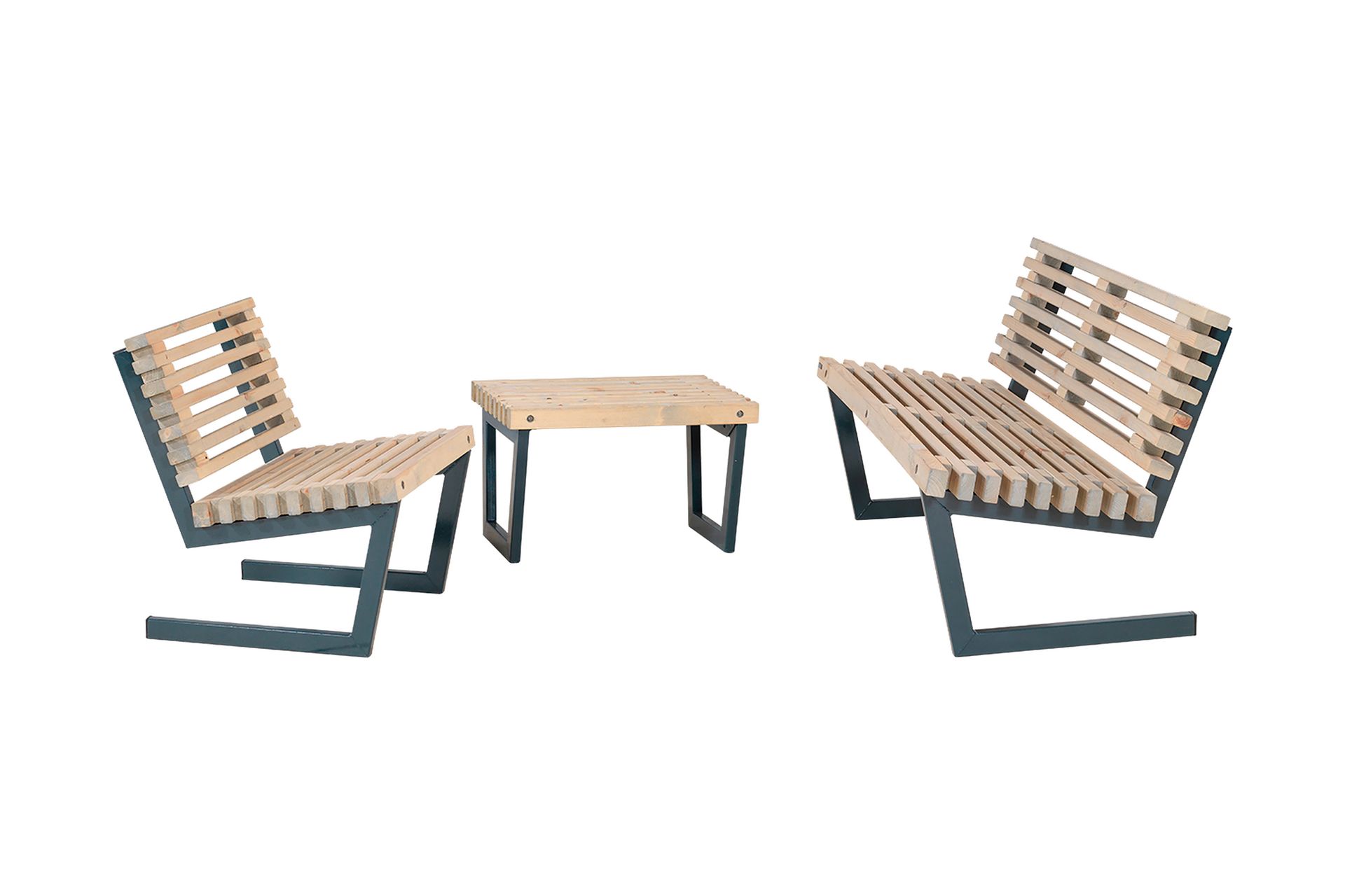 PLUS Siesta Lougesett med Liten Bord 80 cm - Hagemøbler - Hagegruppe - Cafesett