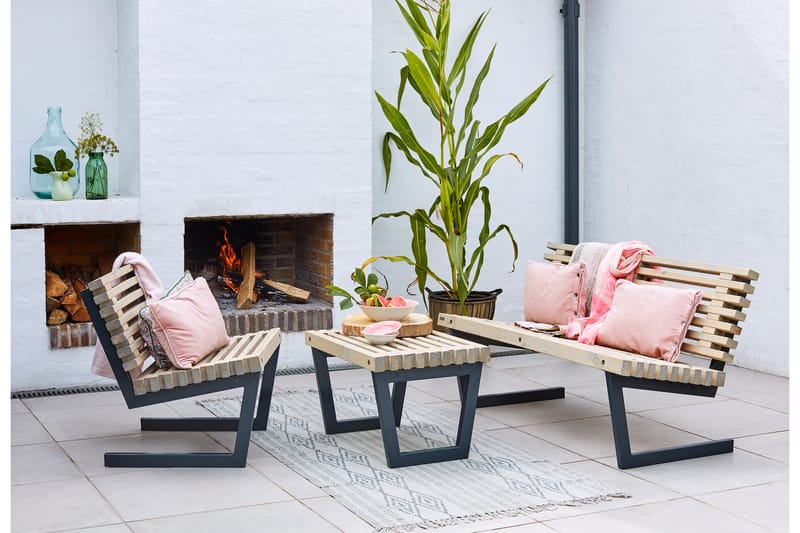 PLUS Siesta Lougesett med Liten Bord 80 cm - Hagemøbler - Hagegruppe - Cafesett