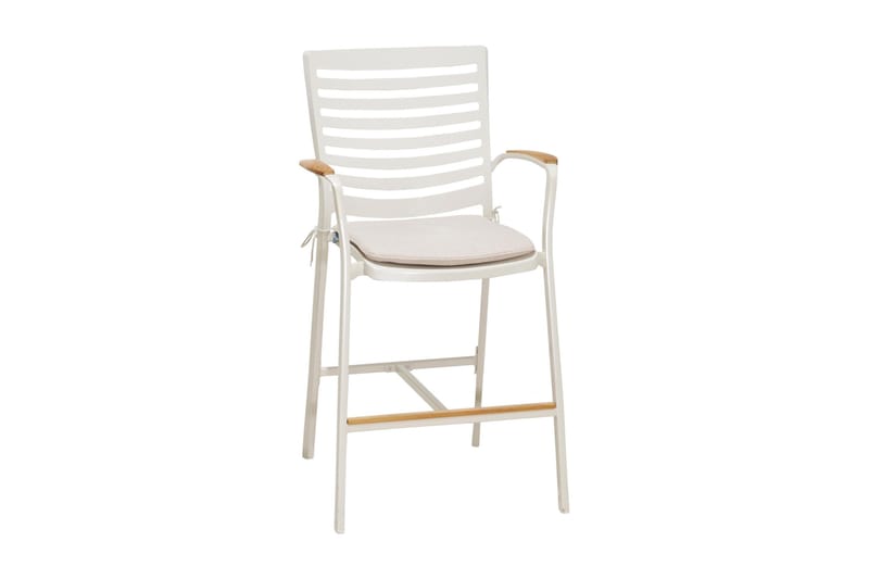 Portals Bargruppe 95 cm + Barstol - Hvit/Teak - Hagemøbler - Balkong - Balkongmøbler - Balkonggrupper