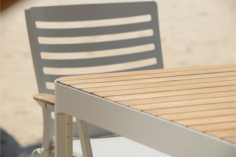 Portals Bargruppe 95 cm + Barstol - Hvit/Teak - Hagemøbler - Balkong - Balkongmøbler - Balkonggrupper
