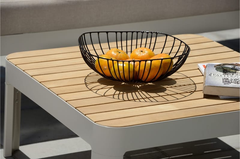 Portals Loungegruppe 2-seter - Hvit/Teak - Hagemøbler - Balkong - Balkongmøbler - Balkonggrupper