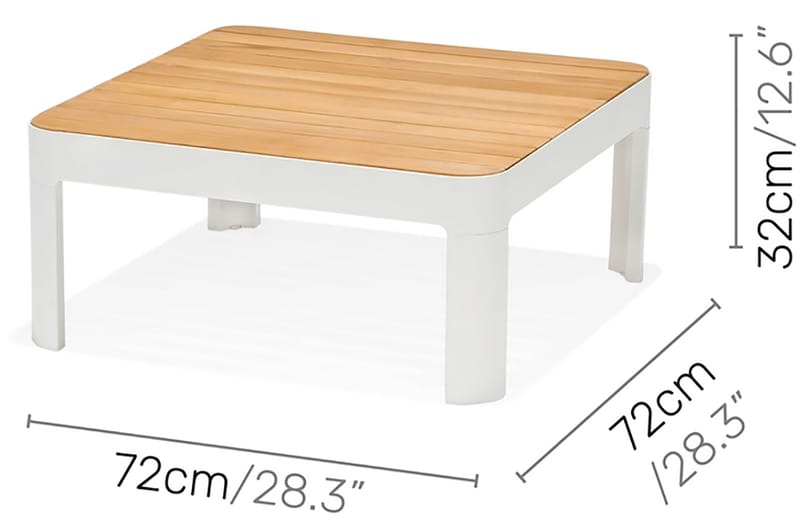 Portals Loungegruppe 4-seter - Hvit/Teak - Hagemøbler - Balkong - Balkongmøbler - Balkonggrupper