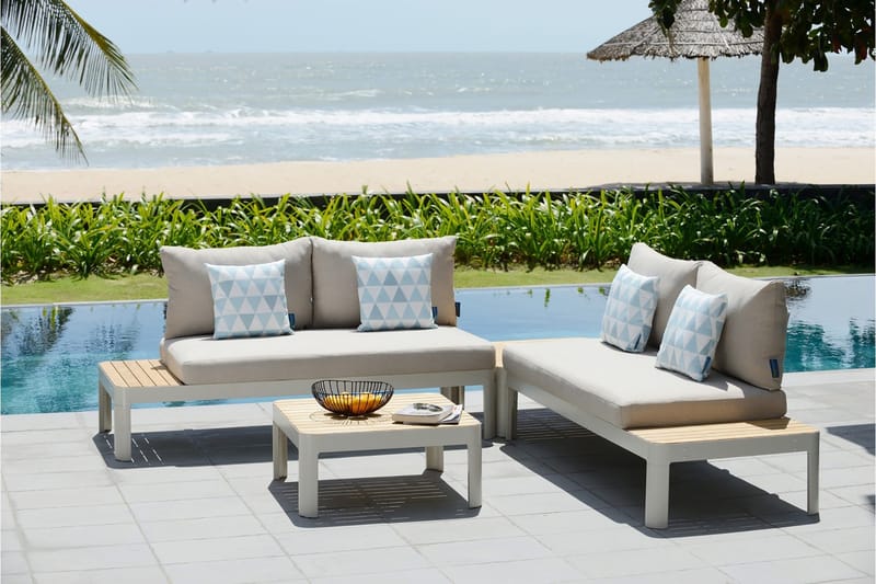 Portals Loungegruppe 4-seter - Hvit/Teak - Hage - Utemiljø - Veranda & terrasse - Verandamøbler