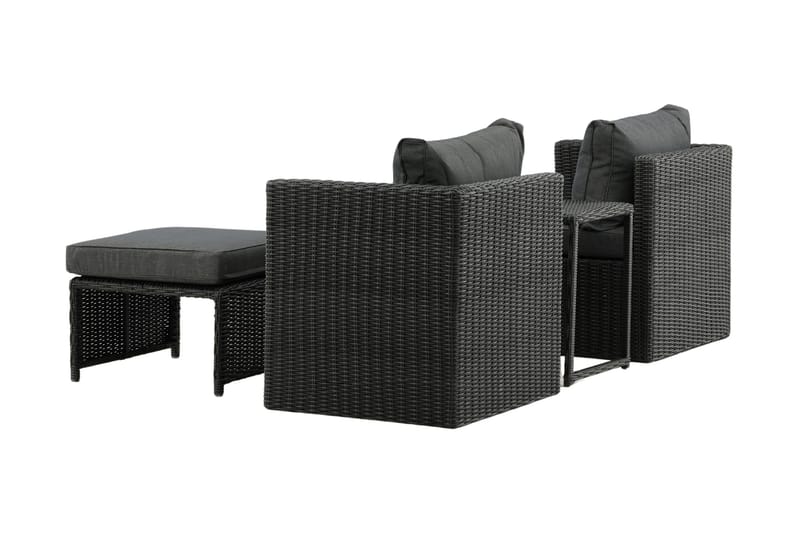 Quad Balkonggruppe 2-seters - Svart - Hagemøbler - Hagegruppe - Cafesett