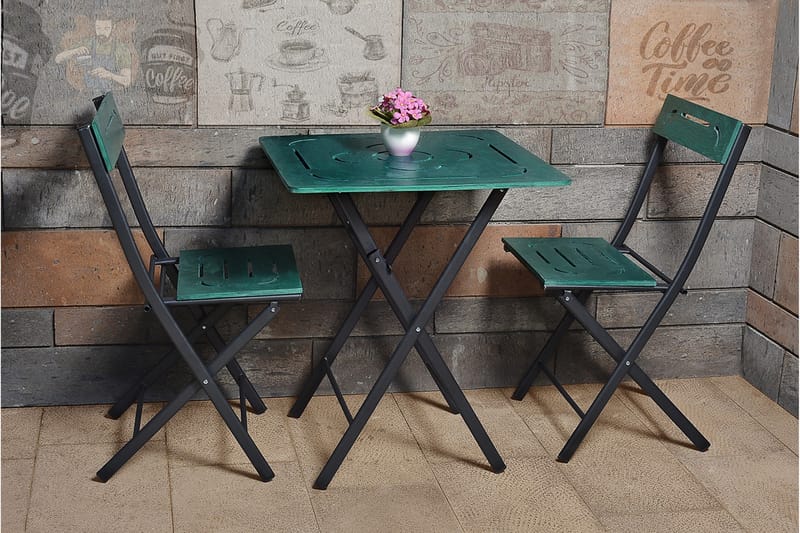 Riotorto Cafésett 60 cm Blomst + 2 Stoler - Grønn / Svart - Hagemøbler - Hagegruppe - Cafesett