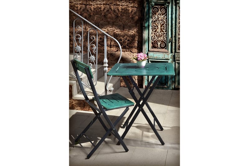 Riotorto Cafésett 60 cm Blomst + 2 Stoler - Grønn / Svart - Hagemøbler - Hagegruppe - Cafesett
