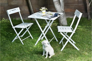 Riotorto Cafésett 60 cm Blomst + 2 Stoler - Hvit - Hagemøbler - Hagegruppe - Cafesett