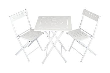 Riotorto Cafésett 60 cm Blomst + 2 Stoler - Hvit - Hagemøbler - Hagegruppe - Cafesett