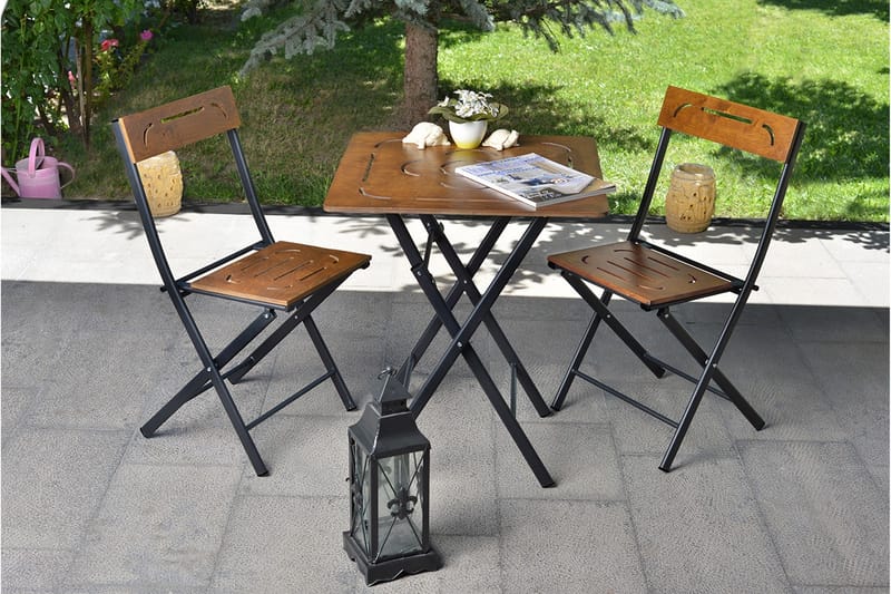 Riotorto Cafésett 60 cm Blomst + 2 Stoler - Natur / Svart - Hagemøbler - Hagegruppe - Cafesett