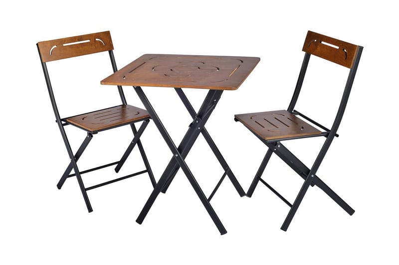Riotorto Cafésett 60 cm Blomst + 2 Stoler - Natur / Svart - Hagemøbler - Hagegruppe - Cafesett