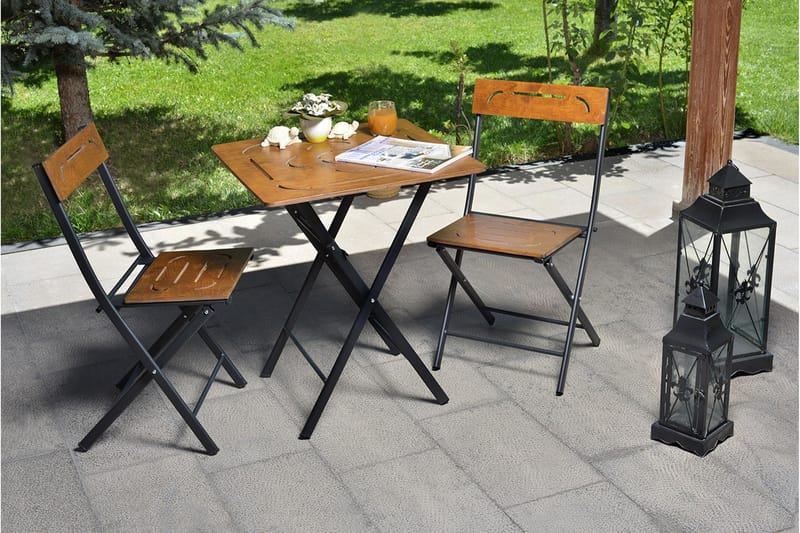 Riotorto Cafésett 60 cm Blomst + 2 Stoler - Natur / Svart - Balkonggrupper - Cafesett