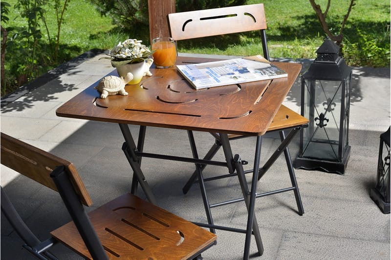 Riotorto Cafésett 60 cm Blomst + 2 Stoler - Natur / Svart - Hagemøbler - Hagegruppe - Cafesett