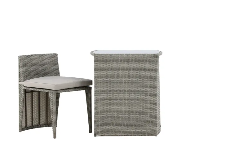 Savanna Cafésett 50 cm + 2 Spisestoler - Grå - Hagemøbler - Hagegruppe - Cafesett