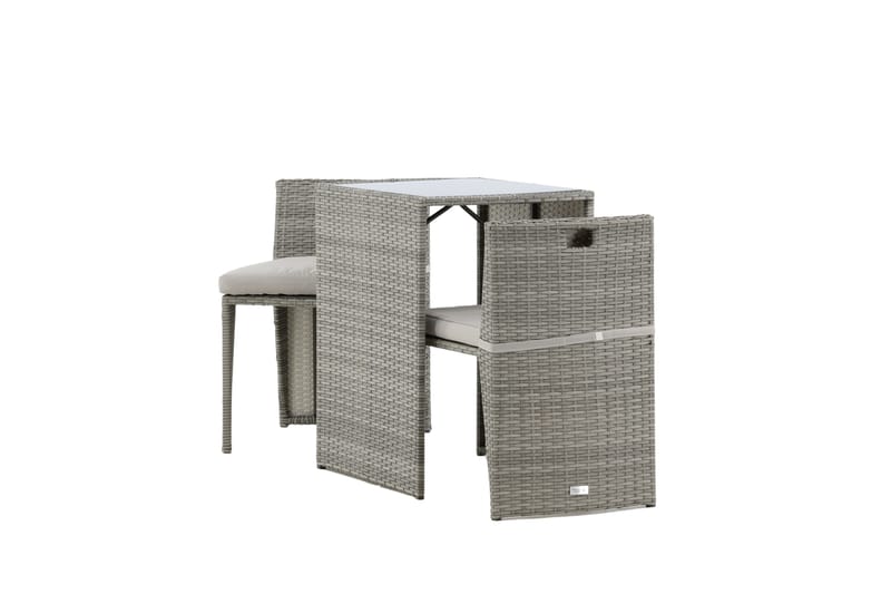 Savanna Cafésett 50 cm + 2 Spisestoler - Grå - Hagemøbler - Hagegruppe - Cafesett