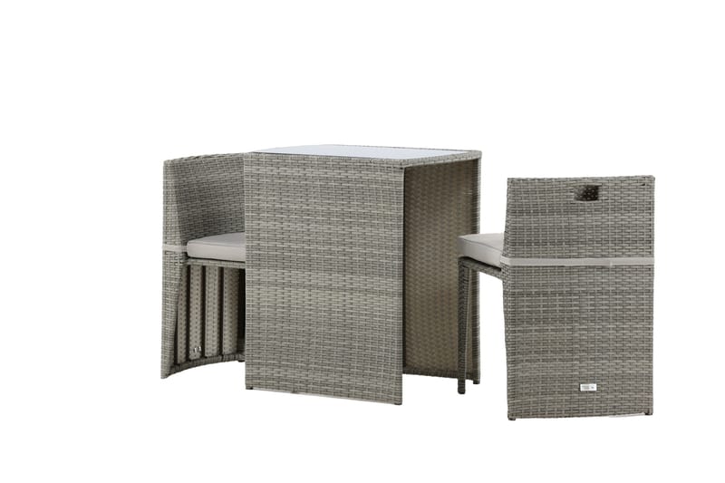 Savanna Cafésett 50 cm + 2 Spisestoler - Grå - Hagemøbler - Hagegruppe - Cafesett