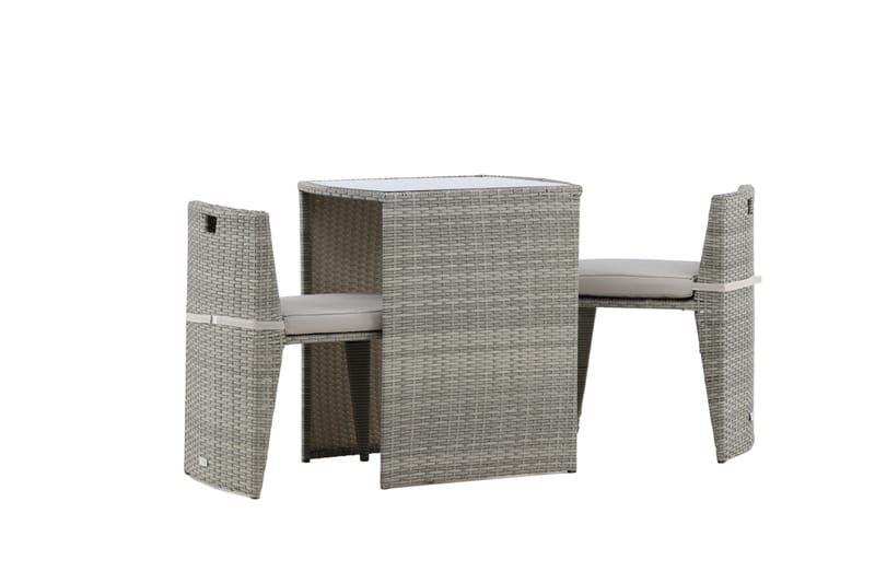 Savanna Cafésett 50 cm + 2 Spisestoler - Grå - Hagemøbler - Hagegruppe - Cafesett
