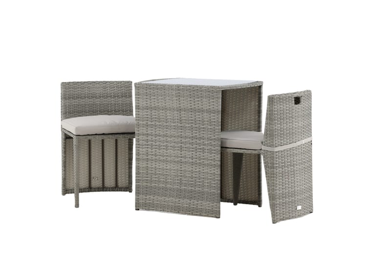 Savanna Cafésett 50 cm + 2 Spisestoler - Grå - Hagemøbler - Hagegruppe - Cafesett
