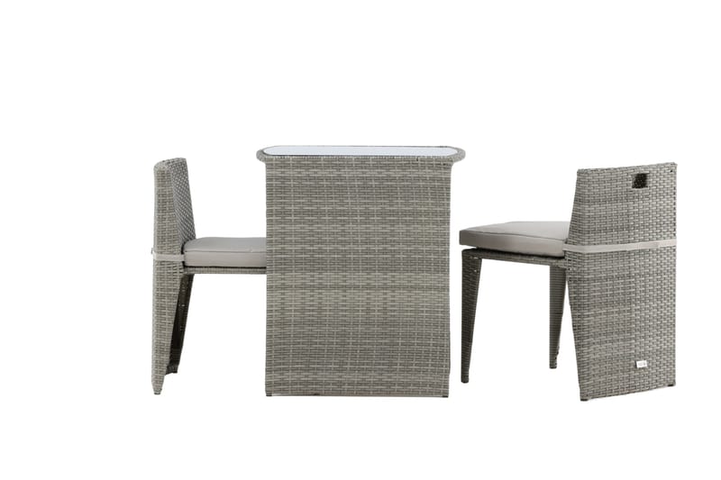 Savanna Cafésett 50 cm + 2 Spisestoler - Grå - Hagemøbler - Hagegruppe - Cafesett