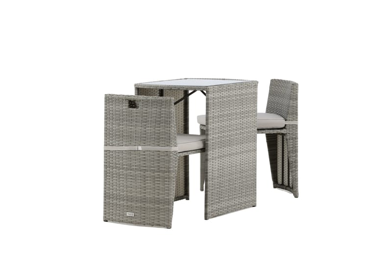 Savanna Cafésett 50 cm + 2 Spisestoler - Grå - Hagemøbler - Hagegruppe - Cafesett