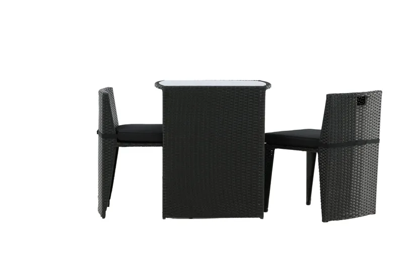 Savanna Cafésett 50 cm + 2 Spisestoler - Svart - Hagemøbler - Hagegruppe - Cafesett